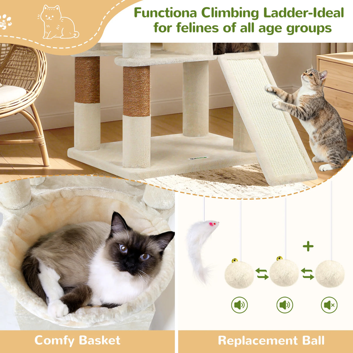 Globlazer Multi-Level Cat Tree Tower for Multiple Cats With Condos and Perches