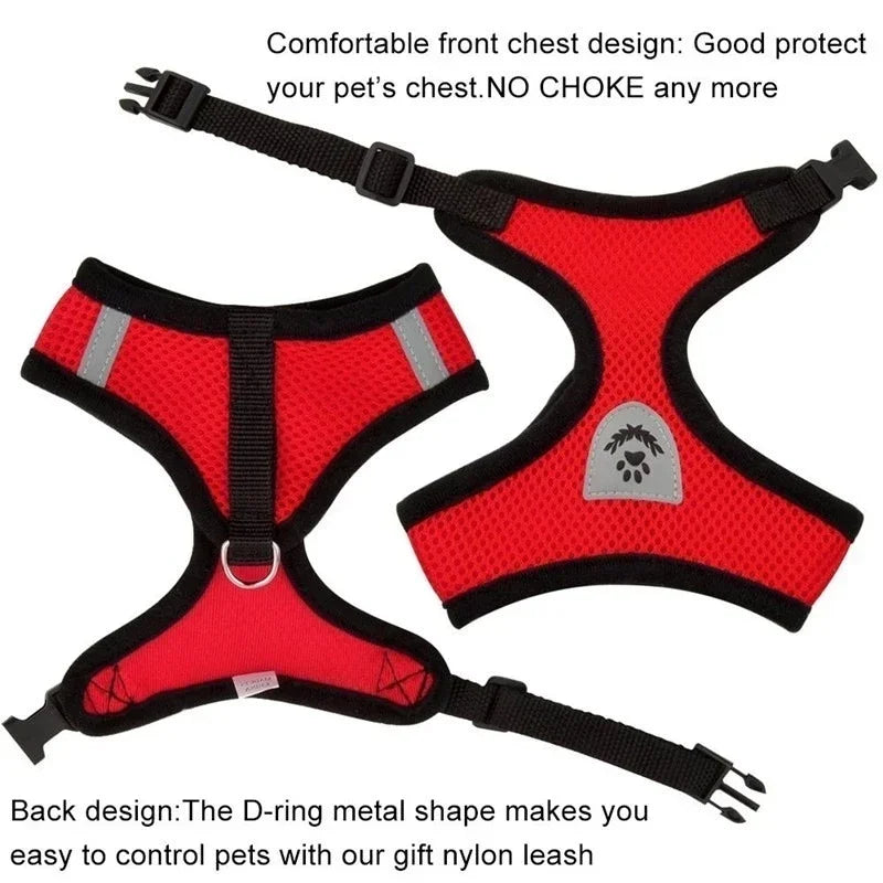 Cat Harness Vest With Leash Adjustable Polyester Mesh Dog Harness