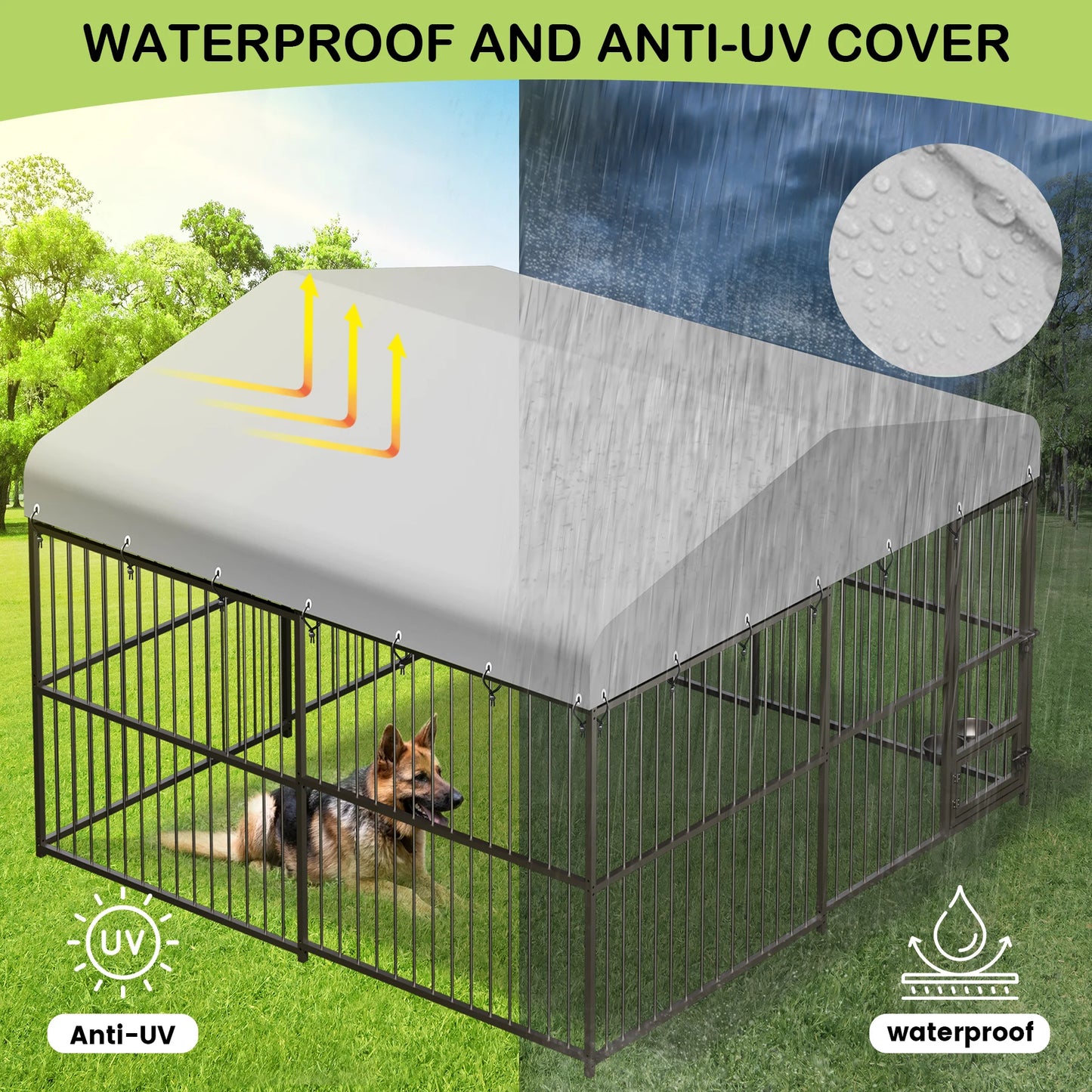 TWISTER.CK Outdoor Heavy Duty Dog Kennel Walk In With Roof