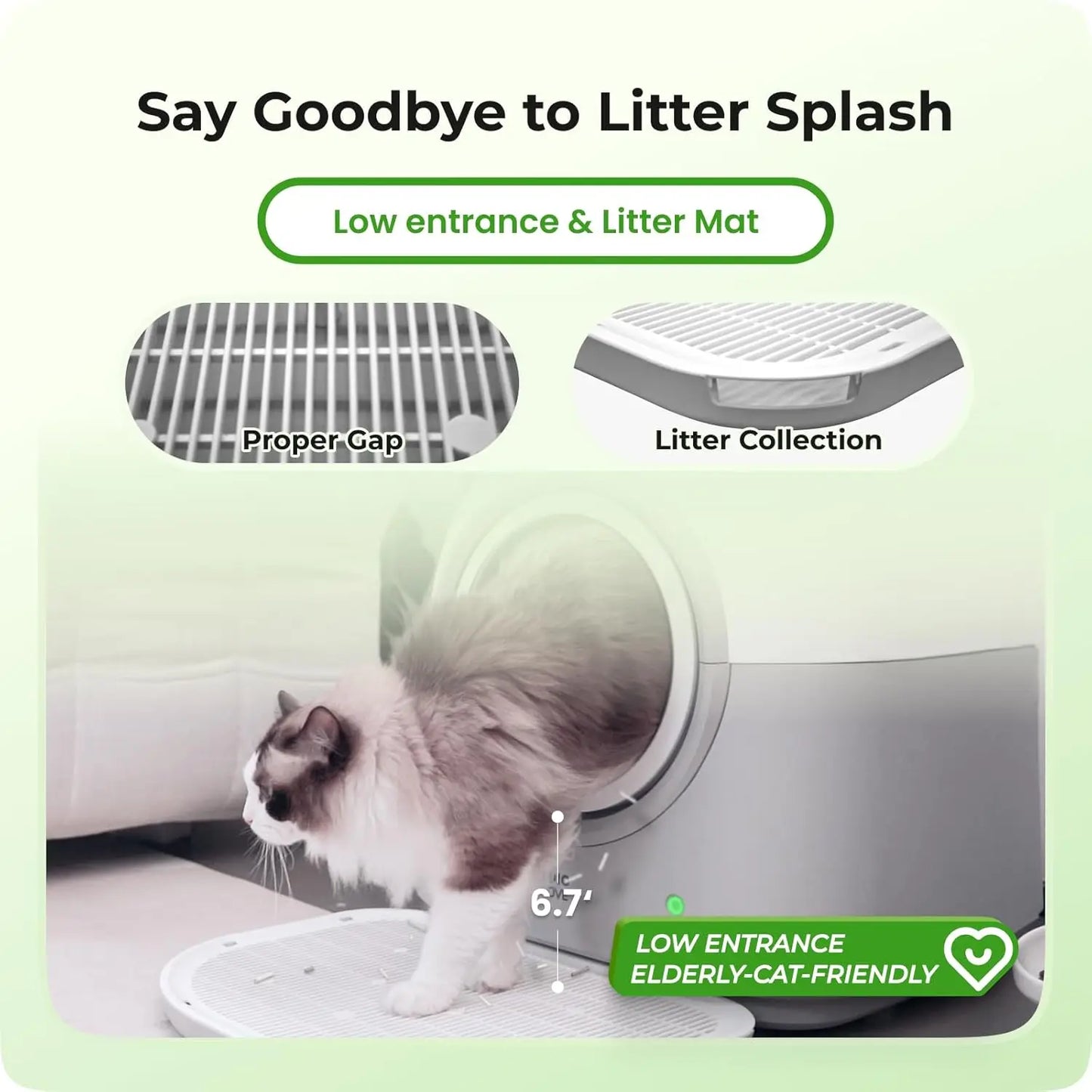 Automatic Self Cleaning Cat Litter Box With Safety Sensors
