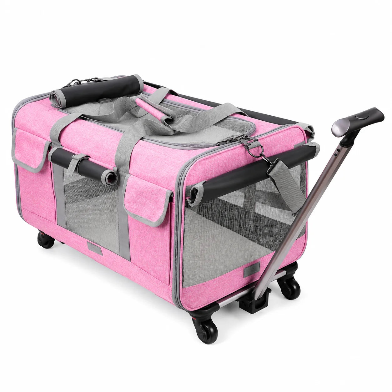 XMSJ Cat And Dog Carrier With Wheels For Travel Detachable Rolling Bag