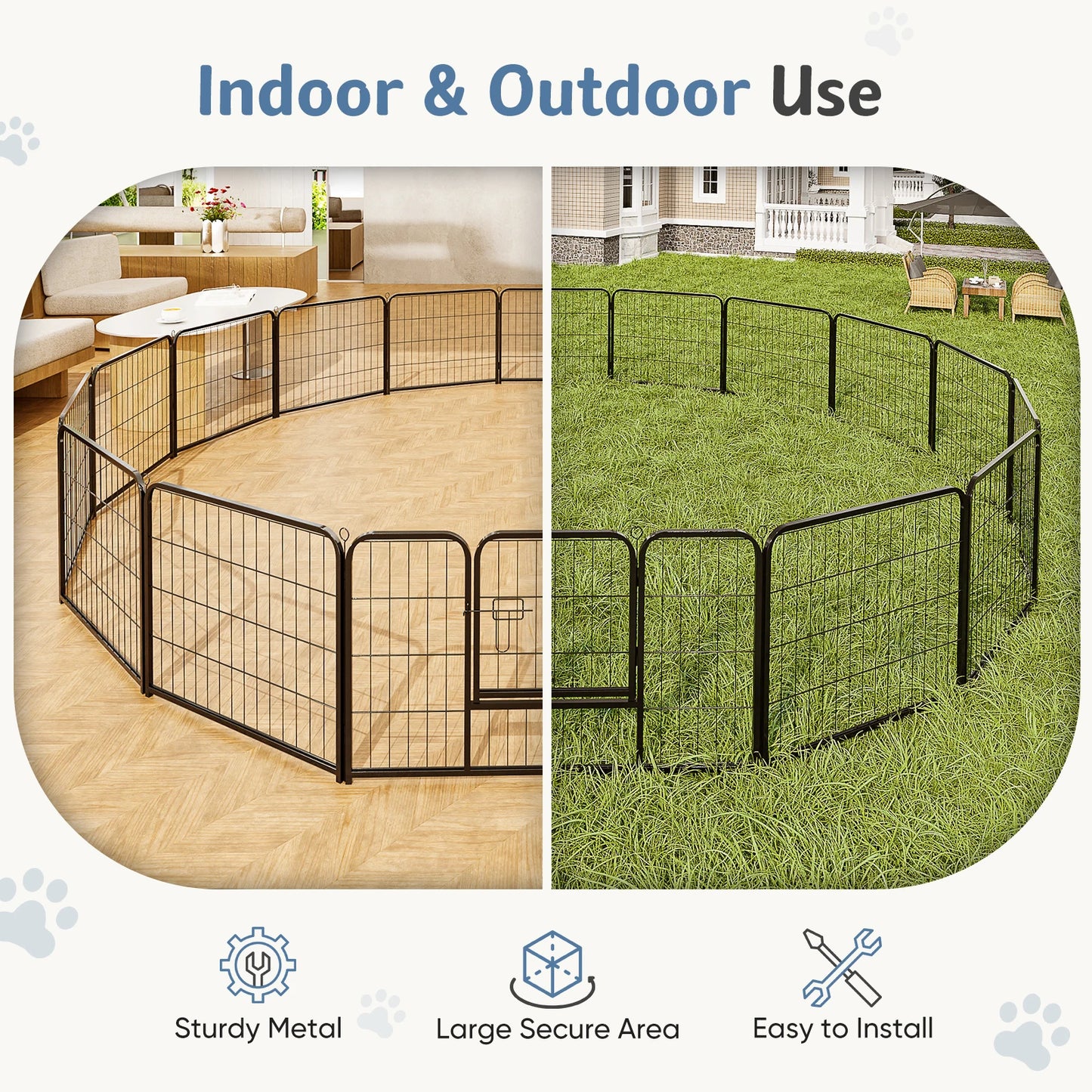 JHK 16-Panel Foldable Dog Playpen For Indoor Outdoor Use