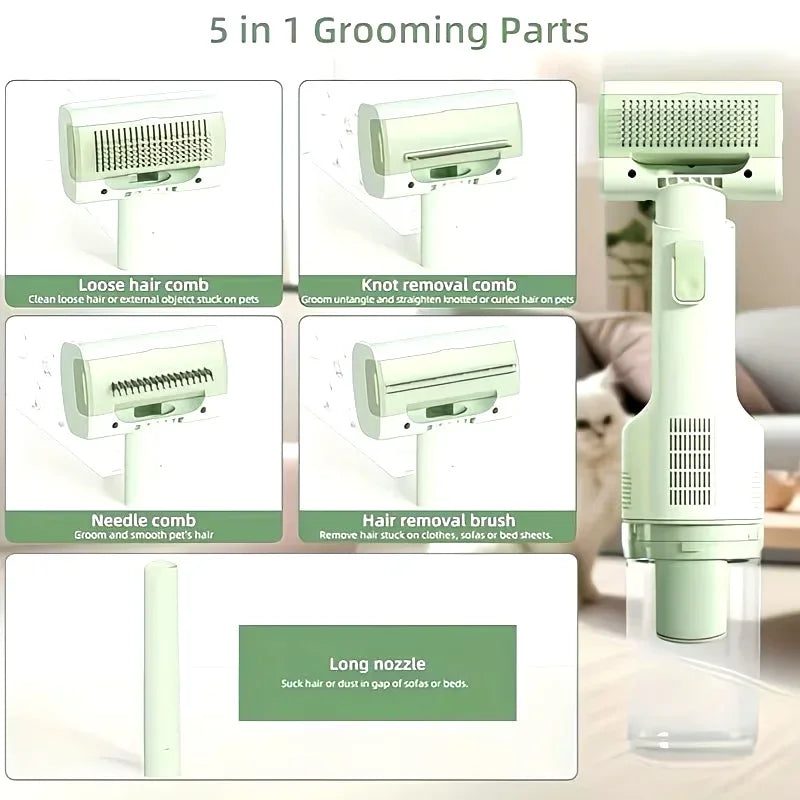 Cat Grooming Vacuum Kit With 5 Brushes For All Pets