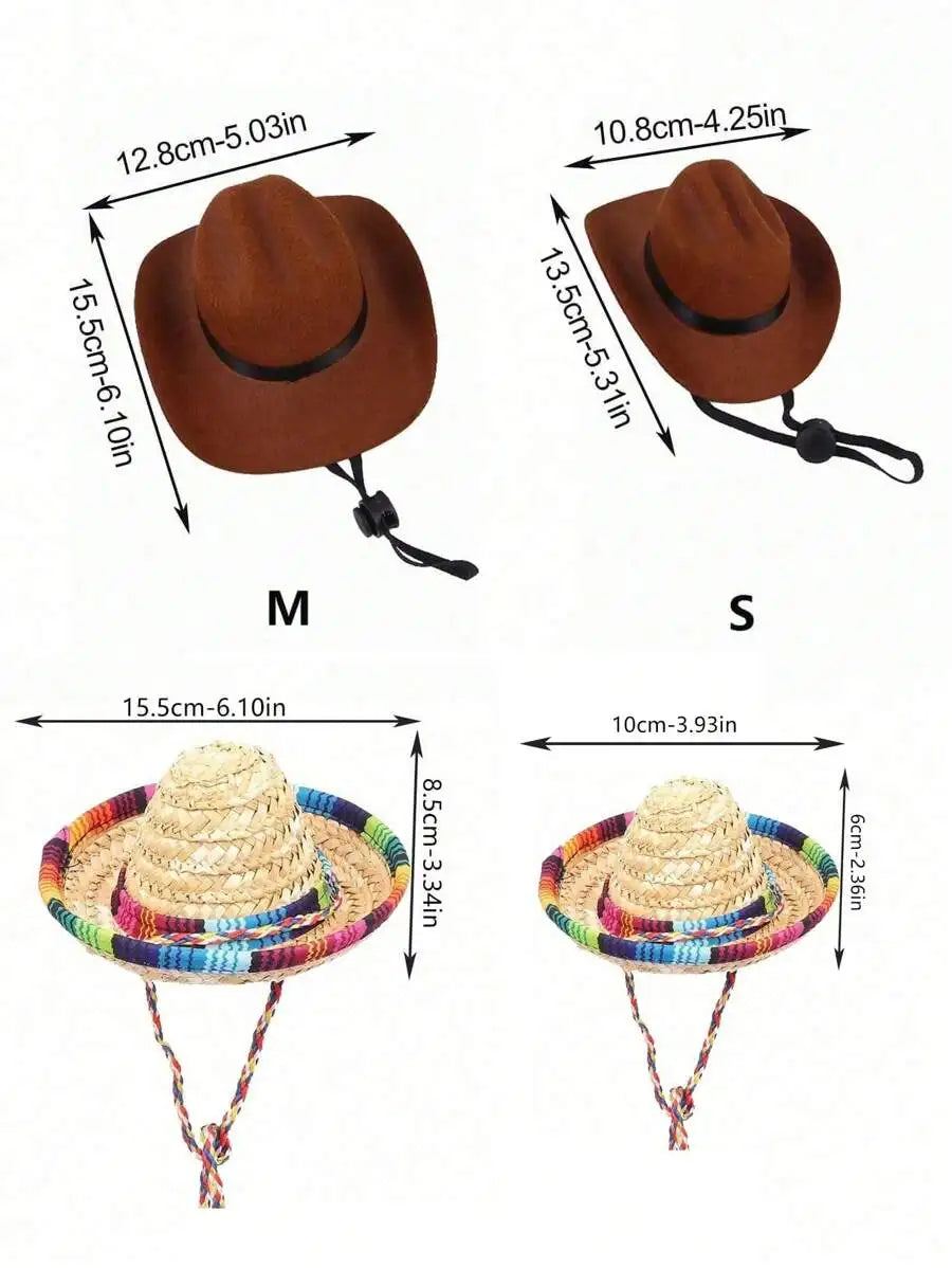 Pet Cowboy Hat For Cats And Dogs Western Sun Headwear