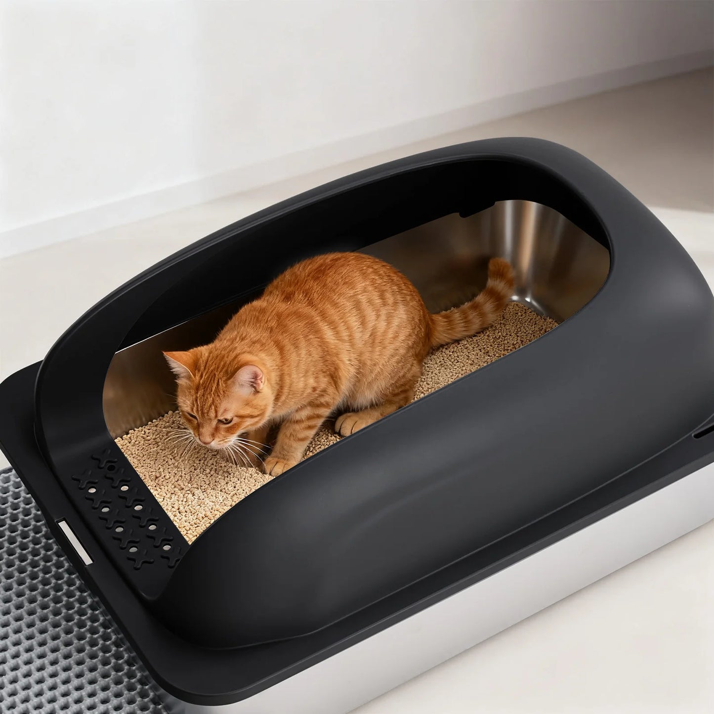 JHK Stainless Steel Cat Litter Box With Lid And Scoop