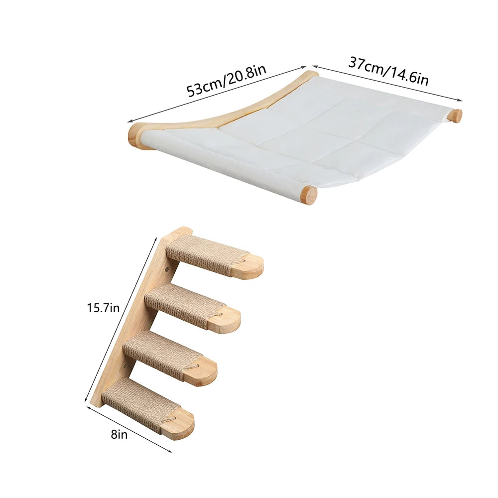 CWV Wall Mounted Cat Hammock With Sisal Scratching Perch
