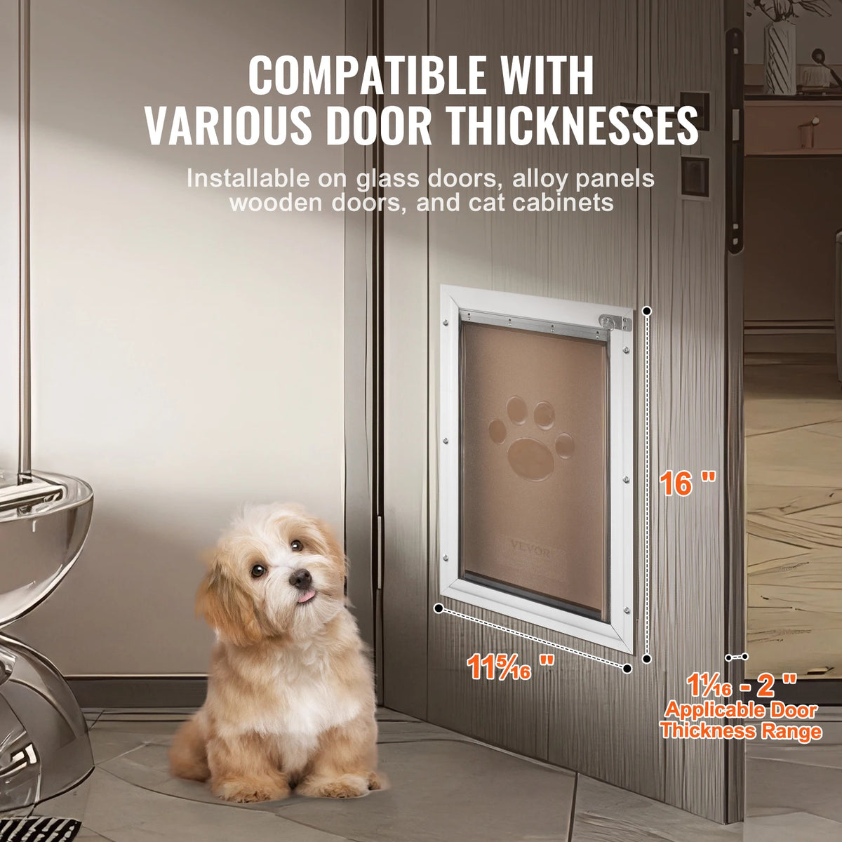 Aluminum Frame Pet Door With Lock And Weatherproof Flap System