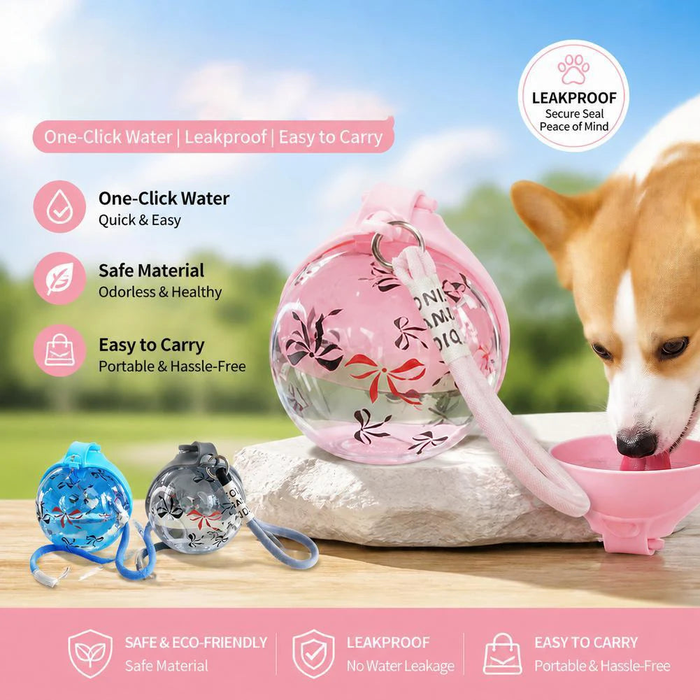 2-In-1 Portable Dog Water Bottle With Foldable Silicone Bowl Leakproof