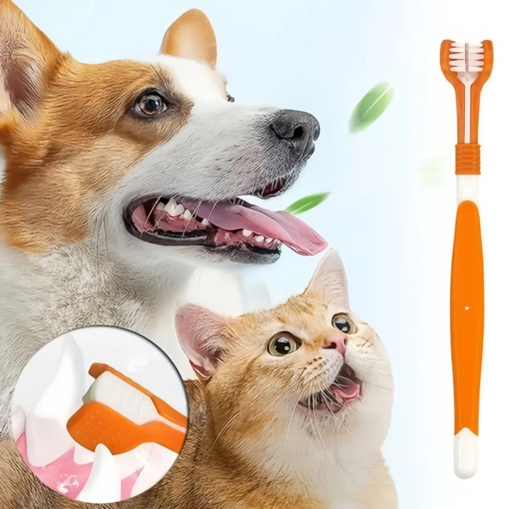 Three Sided Pet Toothbrush For Comprehensive Dental Care