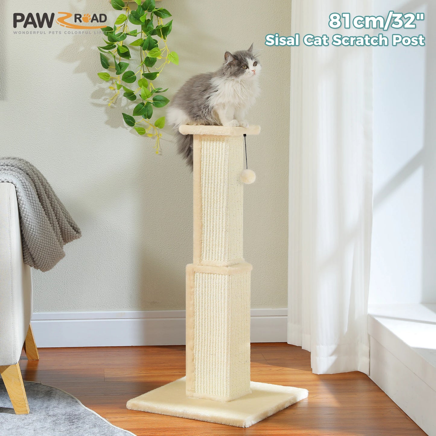 PAWZ Road Large Cat Scratching Post Indoor Sisal Ball Toy