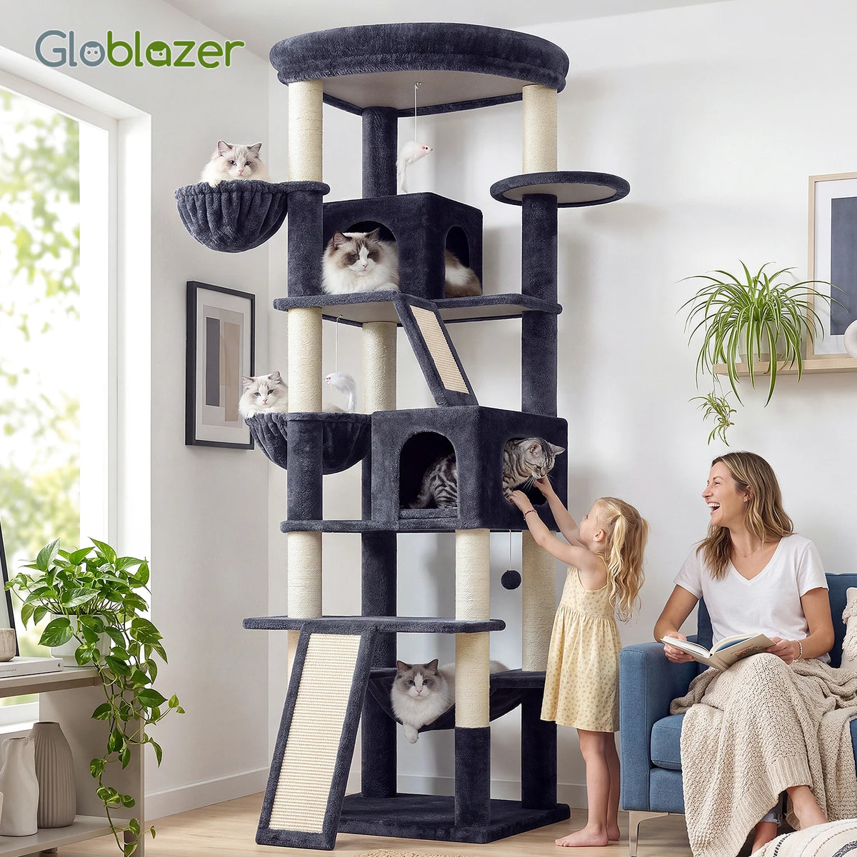 GLOBLAZER Multilevel Cat Tree With Condos And Hammocks