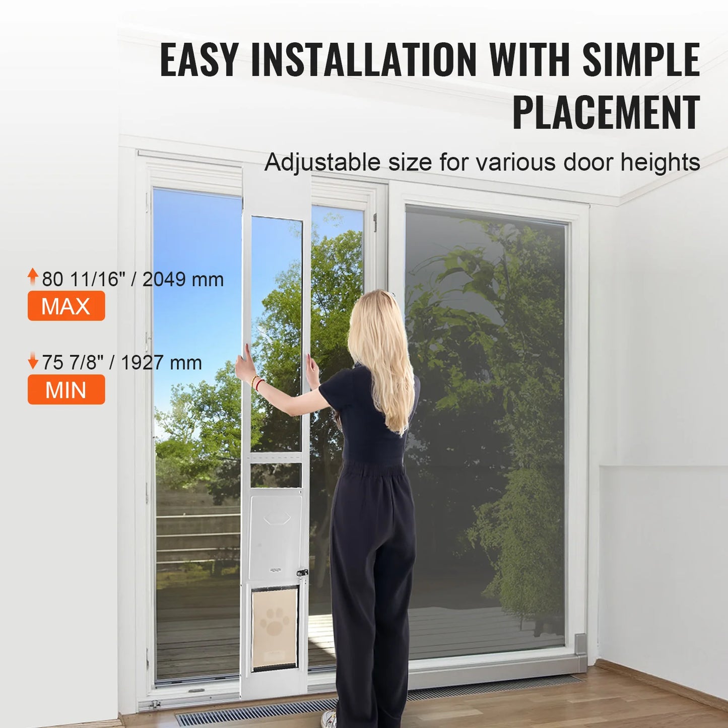 SucceBuy Adjustable Tempered Glass Dog Door With Aluminum Frame