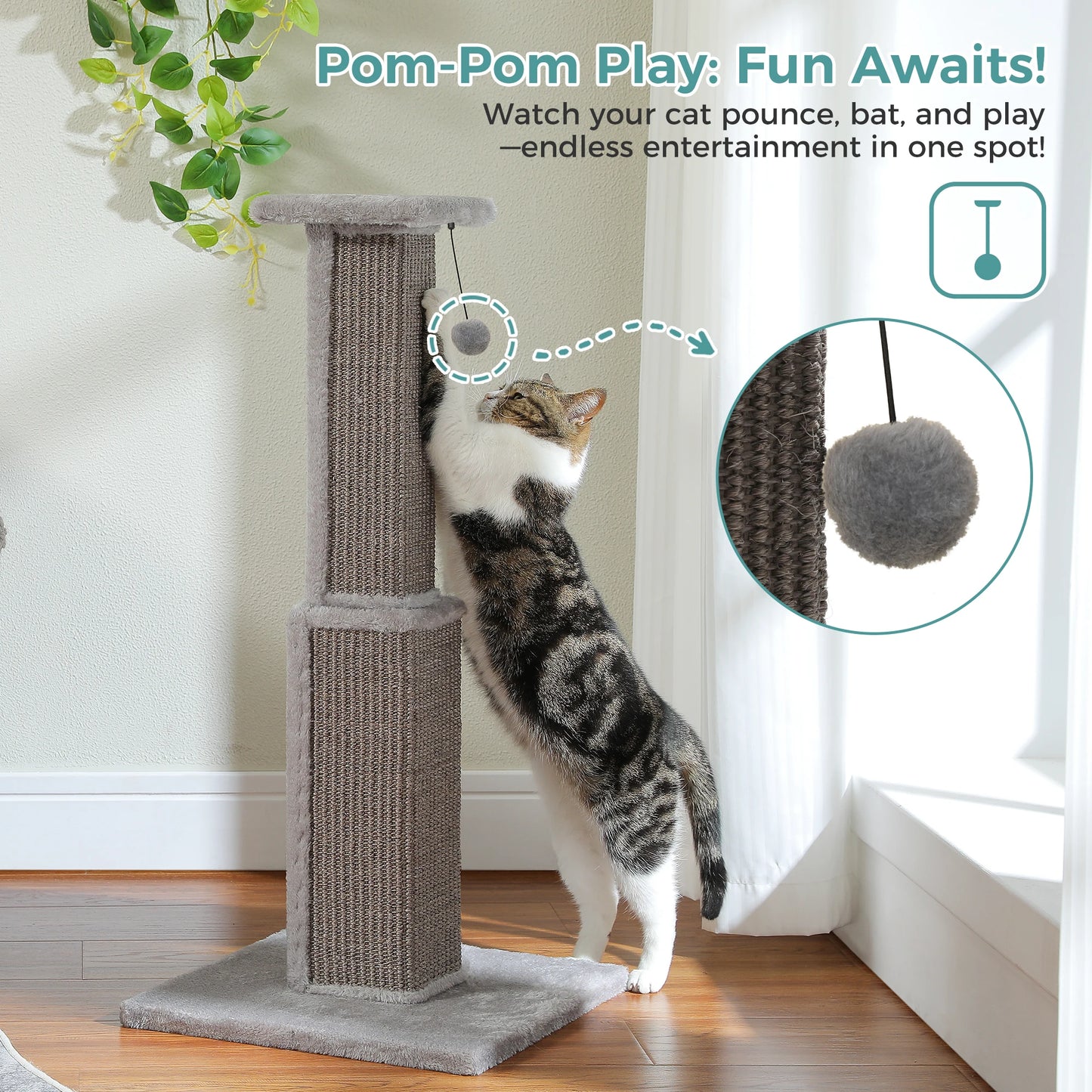 PAWZ Road Large Cat Scratching Post Indoor Sisal Ball Toy