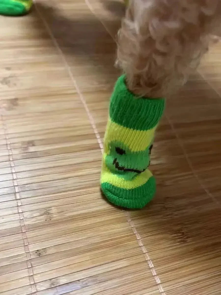 Cartoon Smiling Pet Socks Non Slip For Dogs And Cats