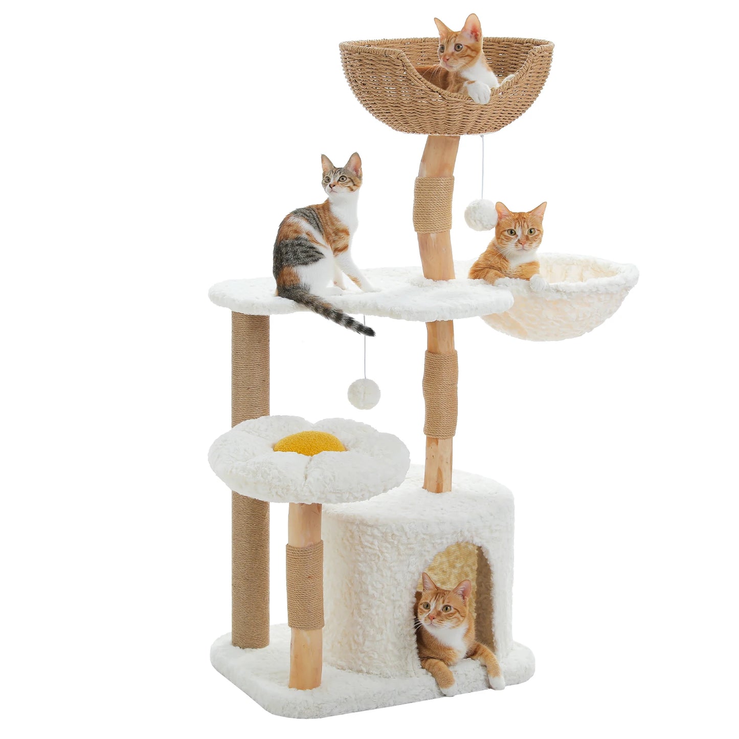 PAWZ Road Modern Solid Wood Cat Tree For Indoor Cats