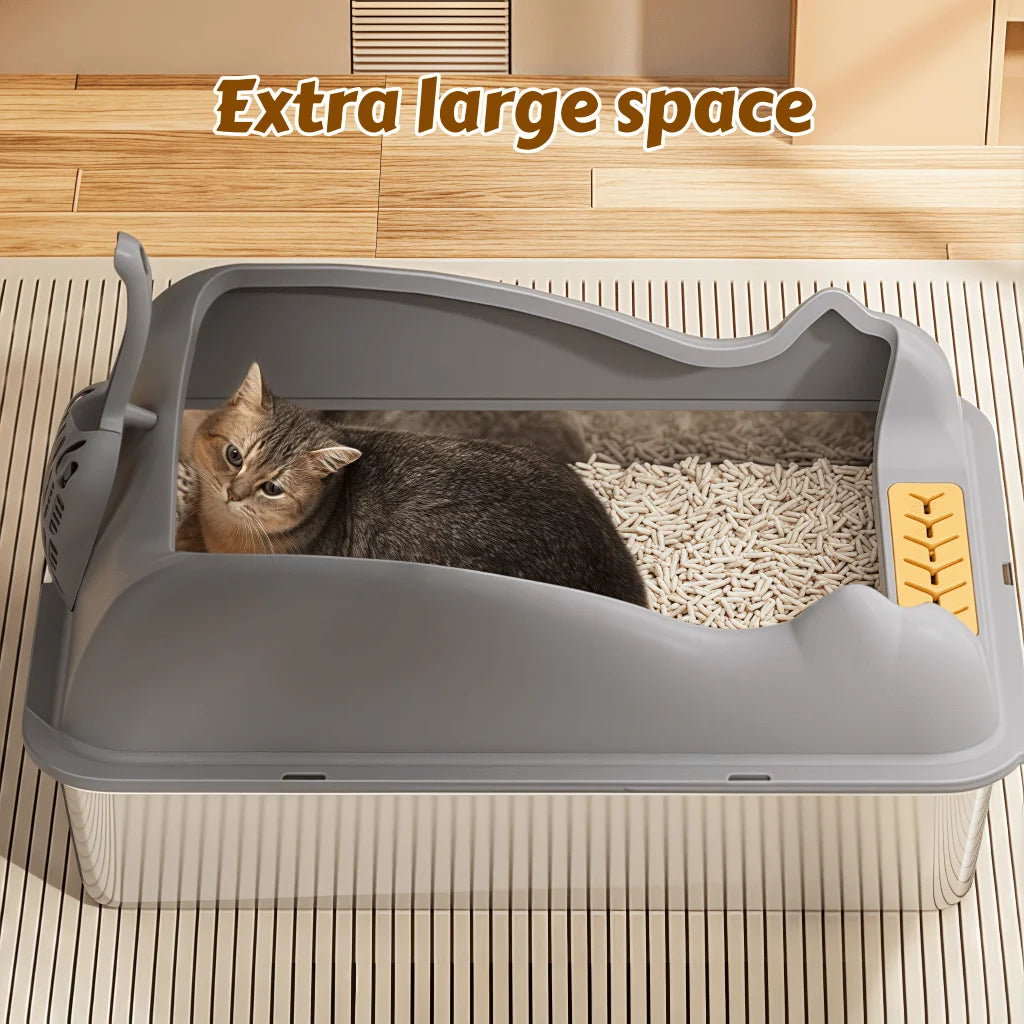 XMSJ Stainless Steel Cat Litter Box With Privacy Sides