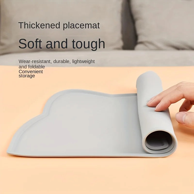 Thin Silicone Waterproof Pet Feeding Mat With Raised Edge