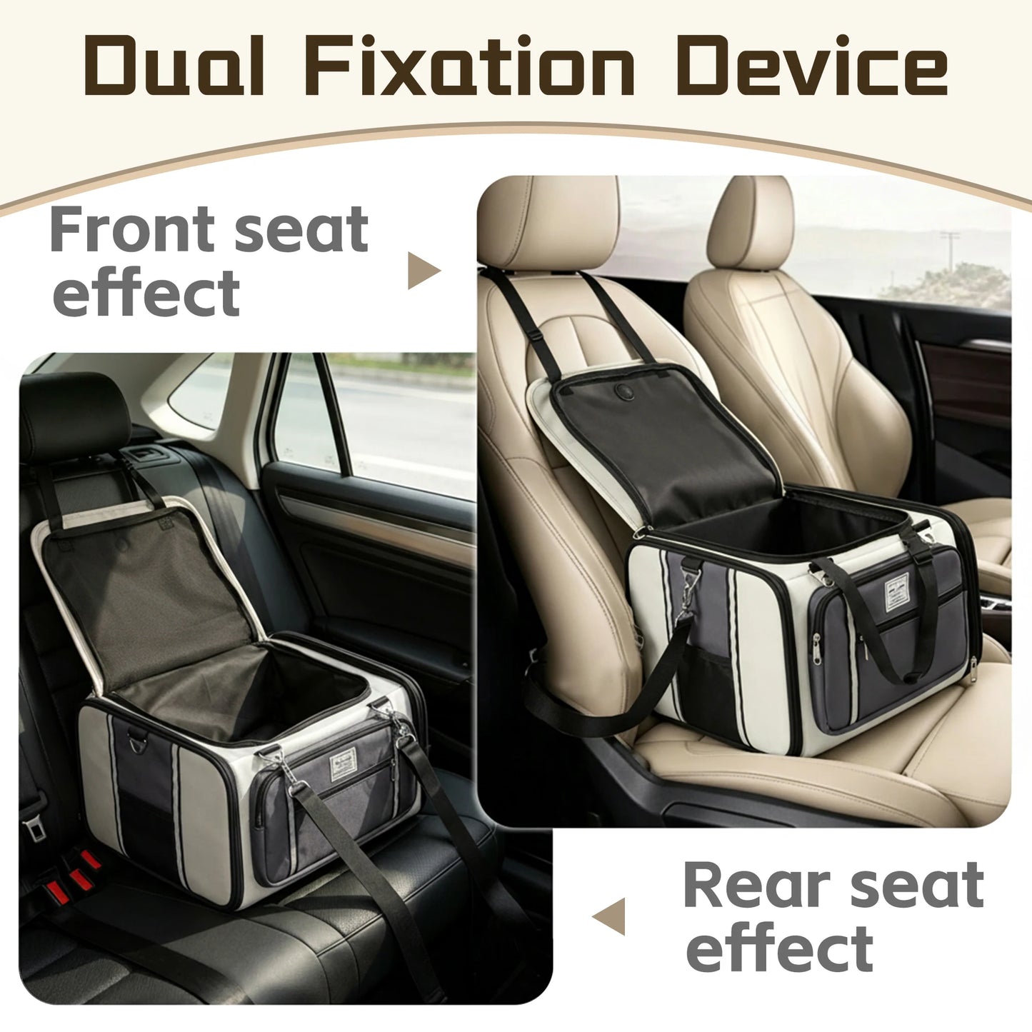 Collapsible Car Pet Carrier All Season Breathable Crossbody Travel Bag