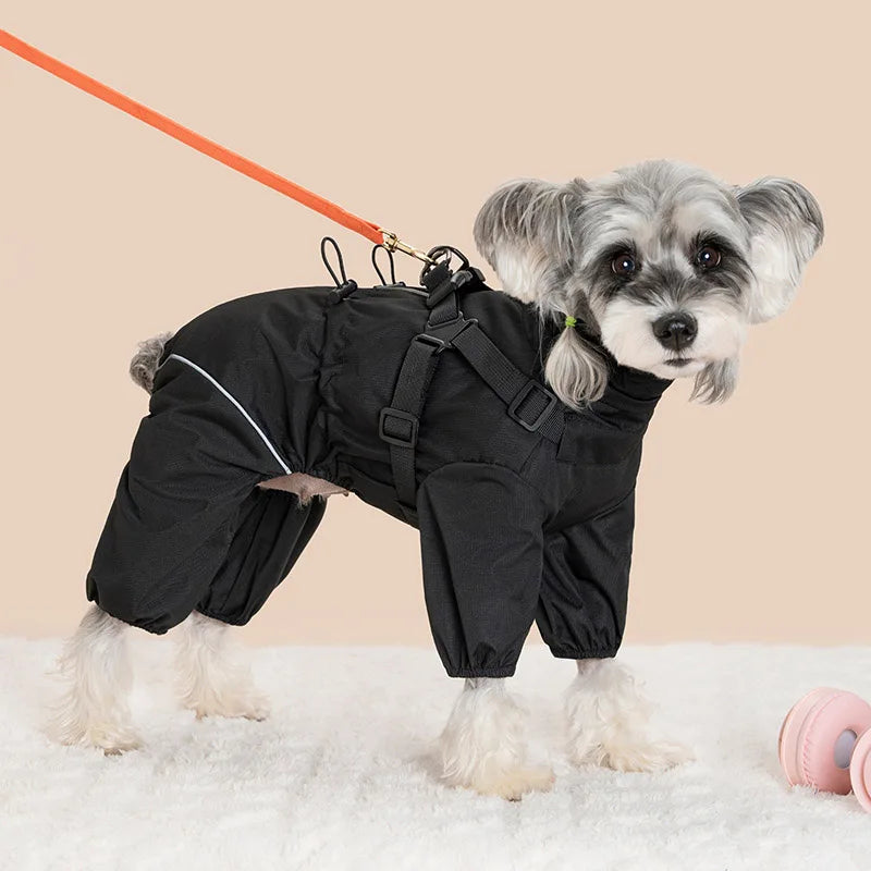 Waterproof Pet Dog Rain Jacket With Harness Windproof Puppy Coat
