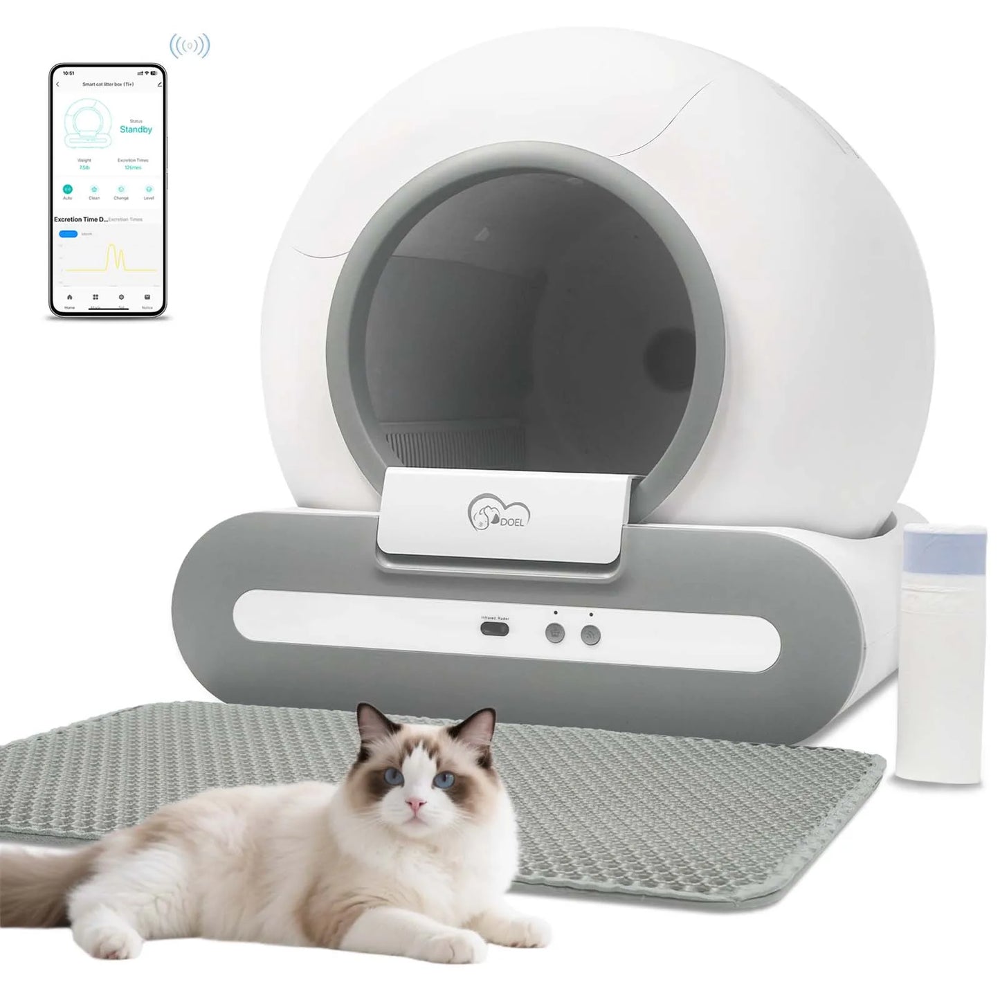 DOEL Self-Cleaning Cat Litter Box With App Control And 2.4G WiFi