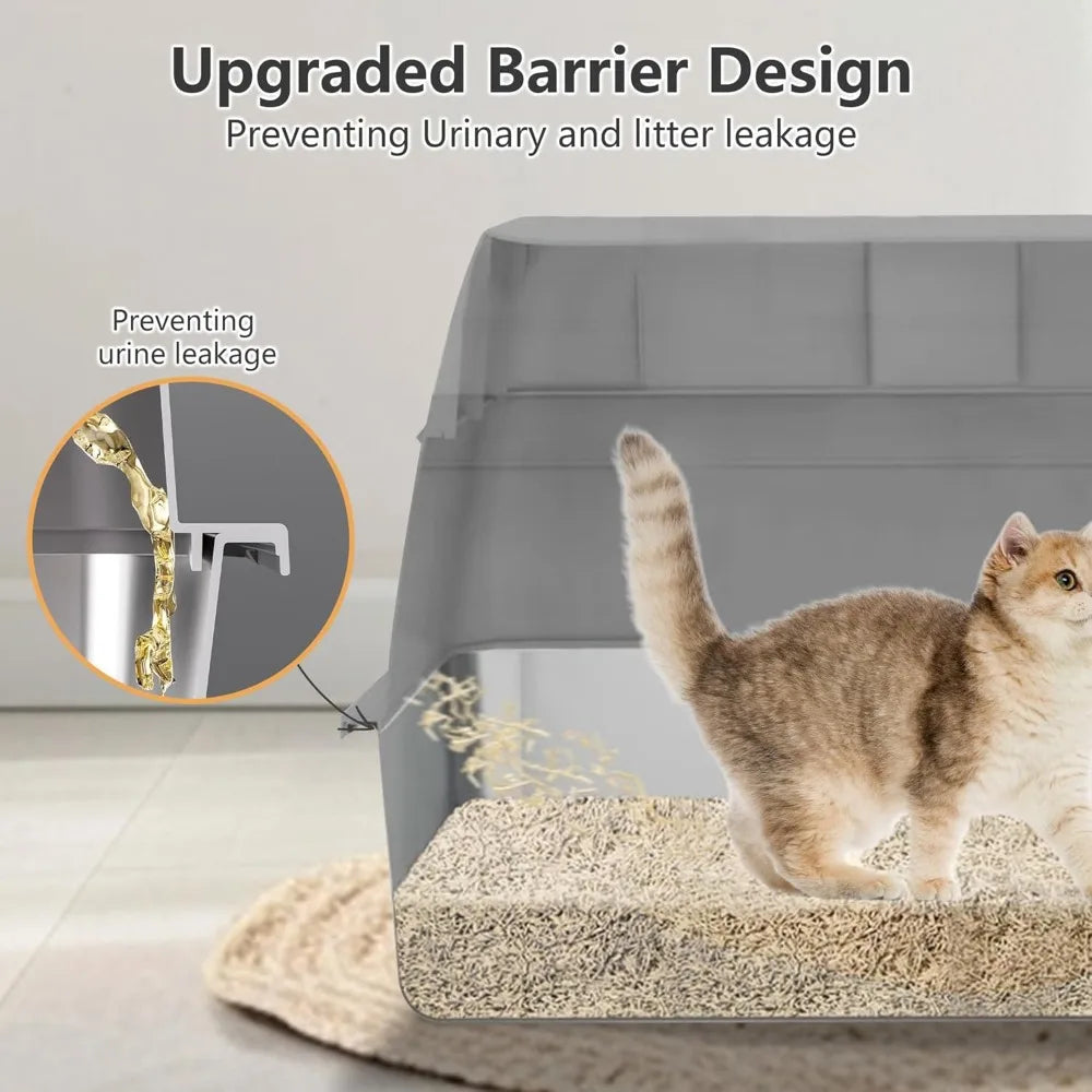 Stainless Steel Litter Box With Lid For Cats Enclosed