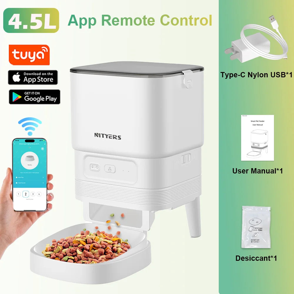 Nityers Automatic Cat Feeder With Stainless Steel Bowl