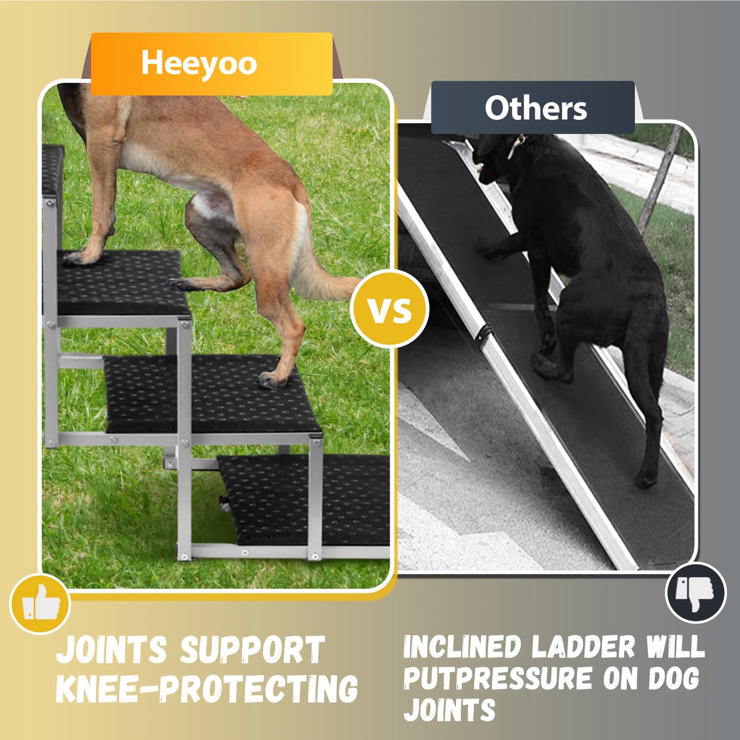 Stainless Steel Foldable Dog Steps For Cars Trucks And SUVs