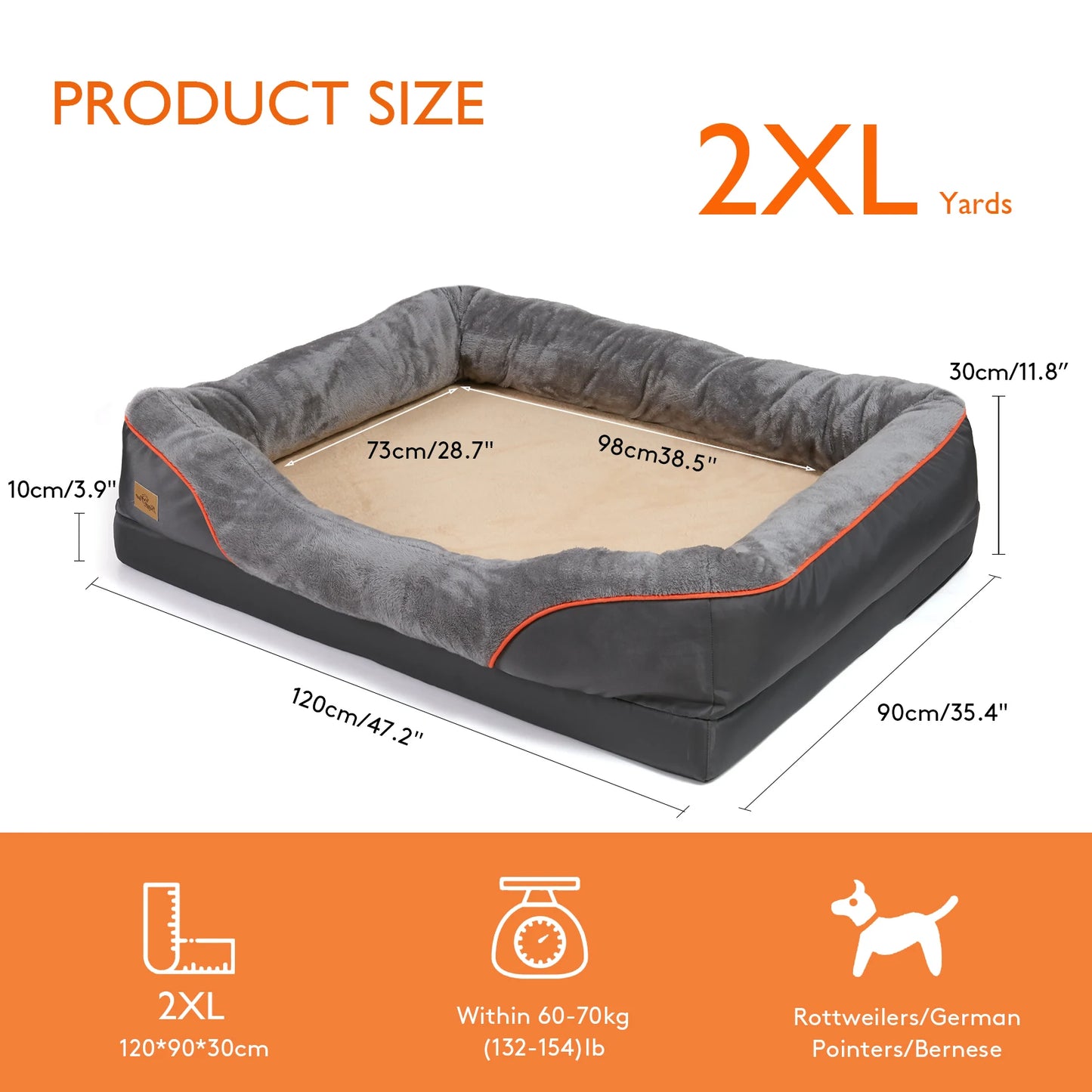 BINGOPAW Dog Bed With Waterproof Anti Allergy Removable Washable Cover