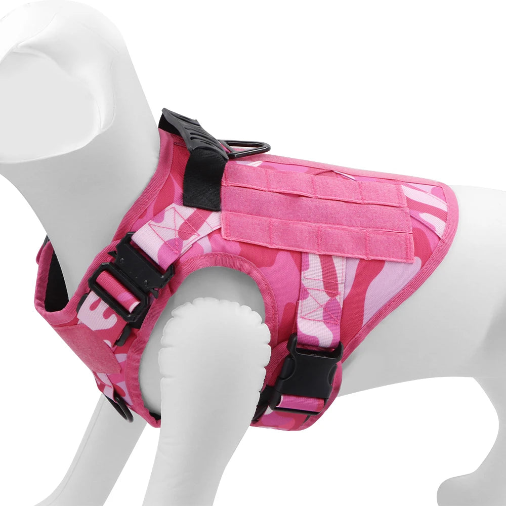 Military Camouflage Dog Harness Vest With Leash For Training