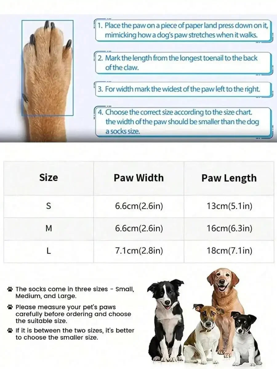 Anti Slip Dog Socks 4 Pack Adjustable Paw Protectors