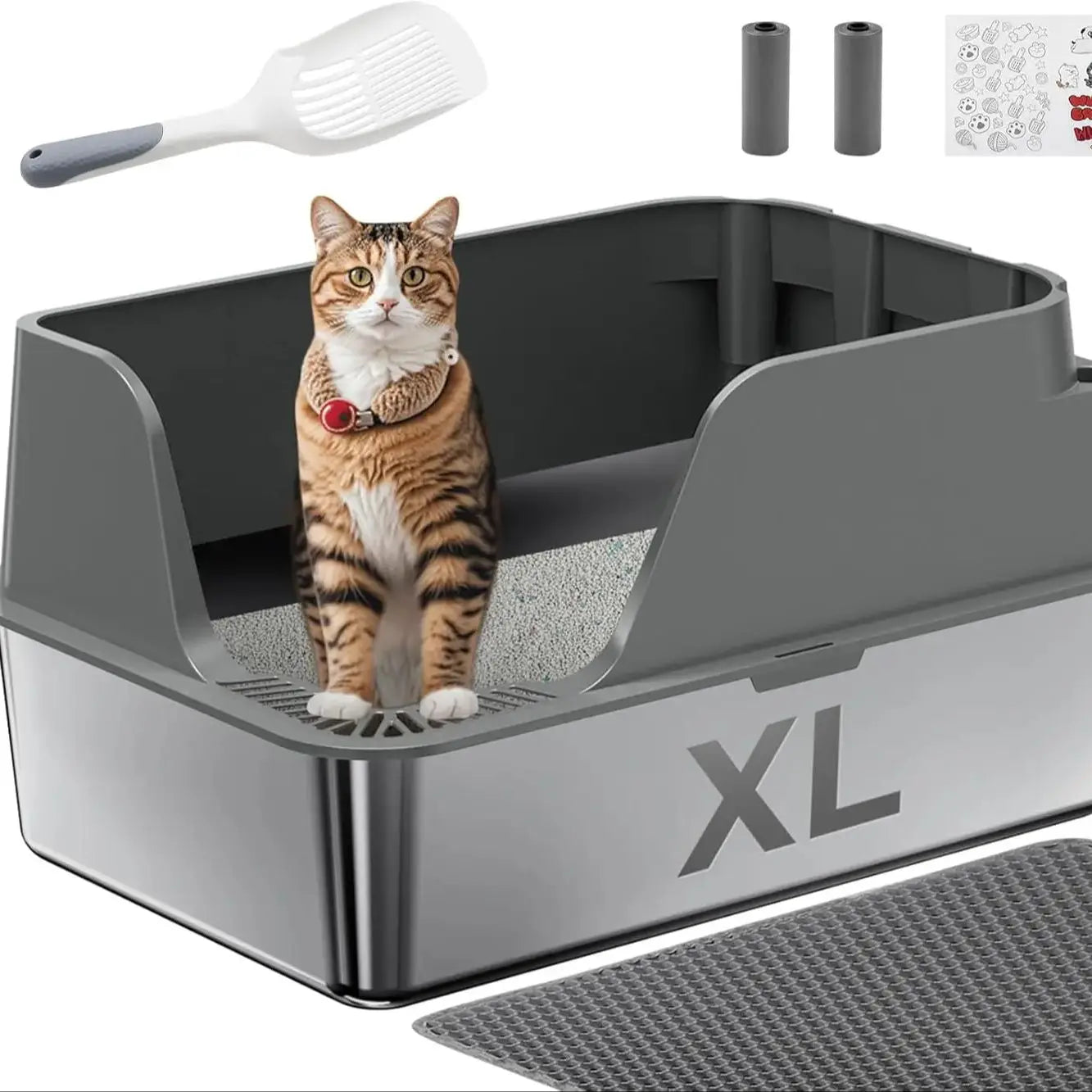 Stainless Steel Cat Litter Box With Lid Splash-Proof and Leak-Proof