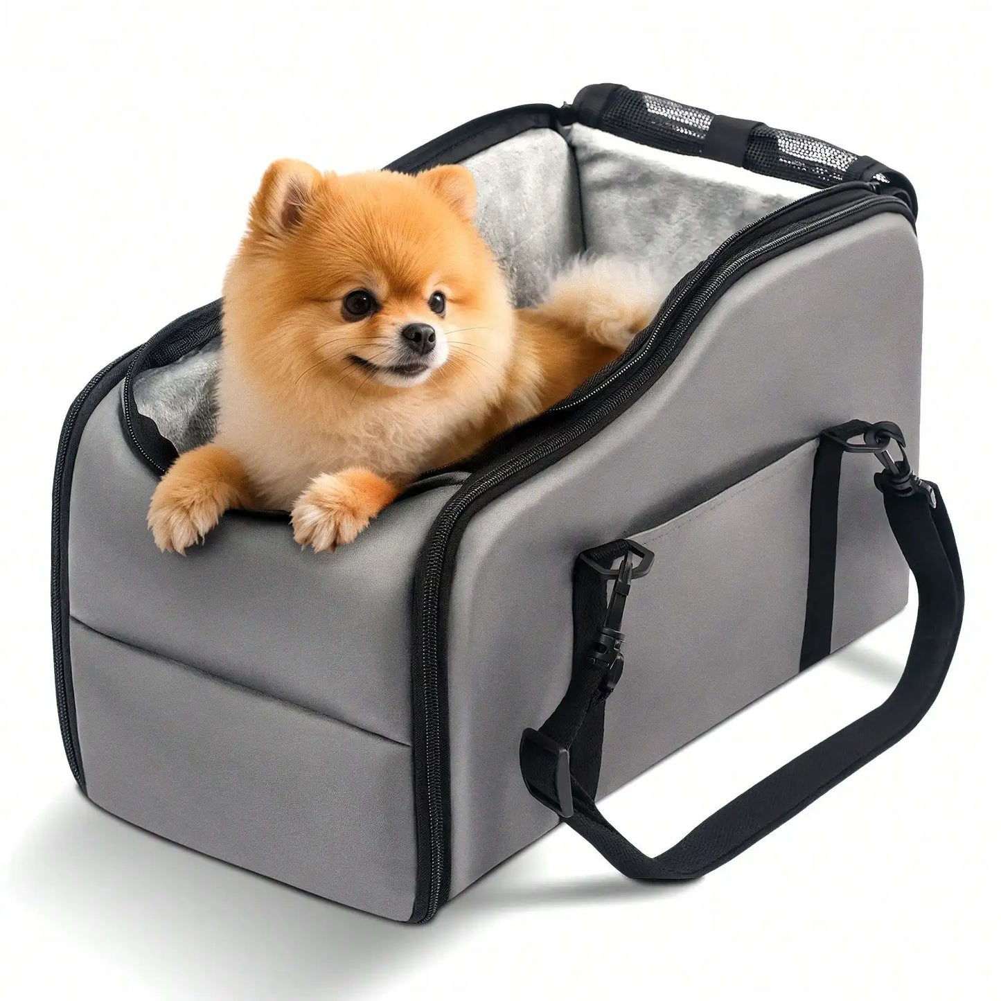 Center Console Pet Car Seat Carrier With Removable Washable Plush Liner