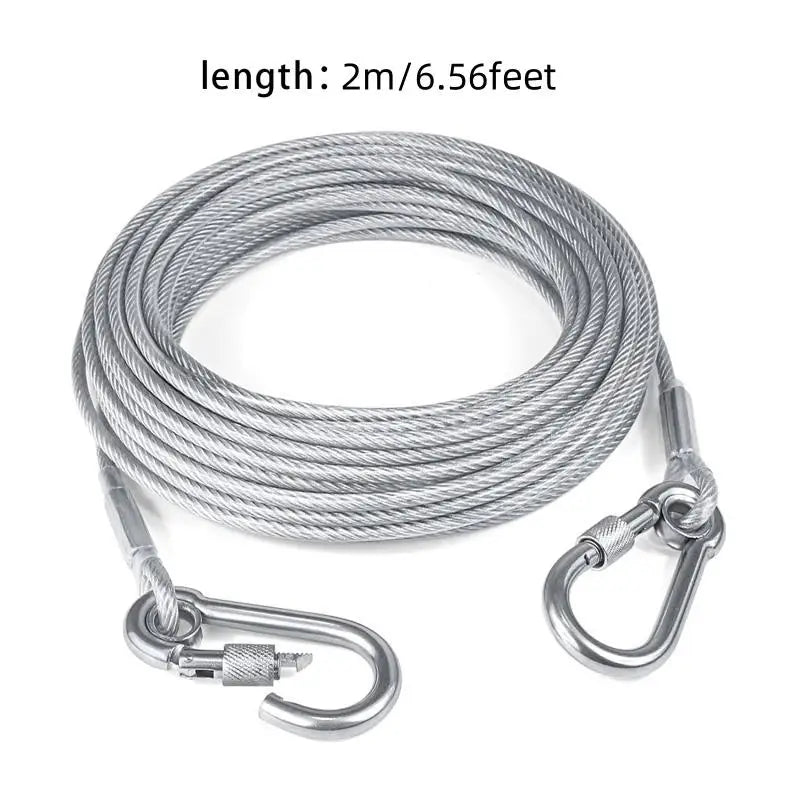 Double Headed Dog Tie Out Cable Leash With Stainless Buckle