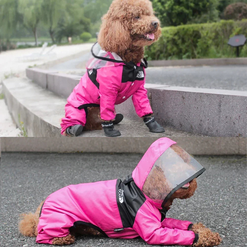 Transparent Hooded Dog Raincoat Waterproof Jumpsuit For Pets