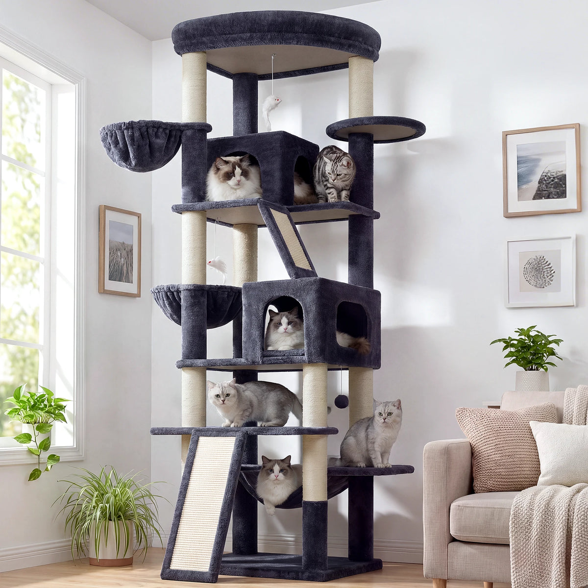 GLOBLAZER Multilevel Cat Tree With Condos And Hammocks