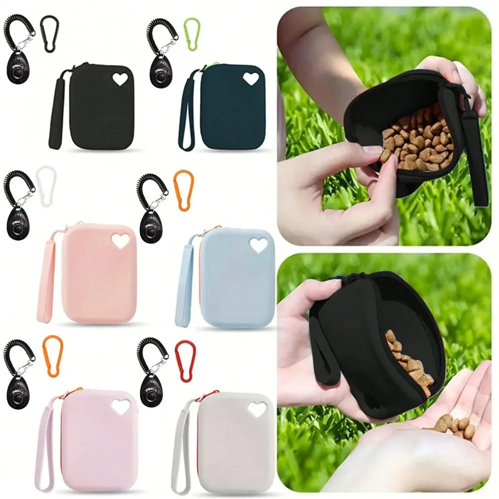 Silicone Pet Treat Pouch Portable Travel Bag For Dogs