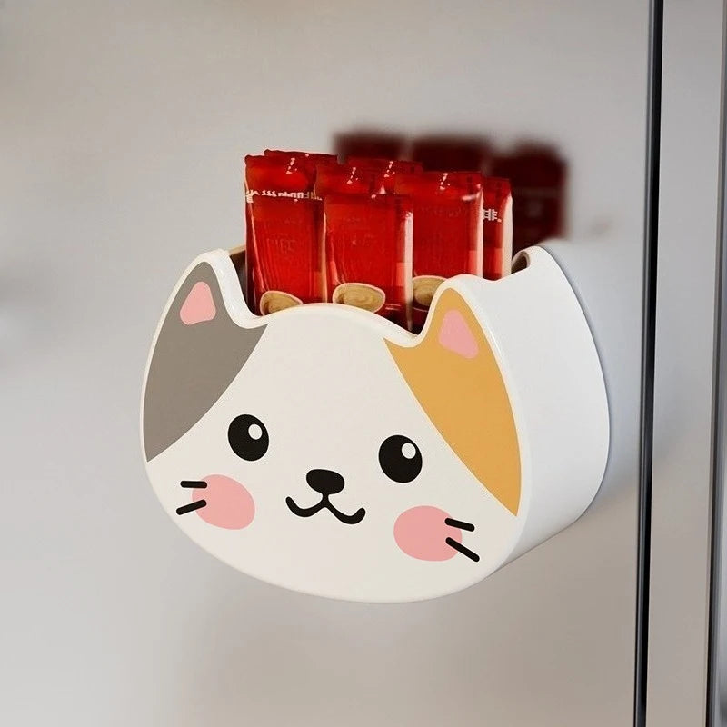 Cute Cartoon Cat Magnet Storage Box For Desk Organization