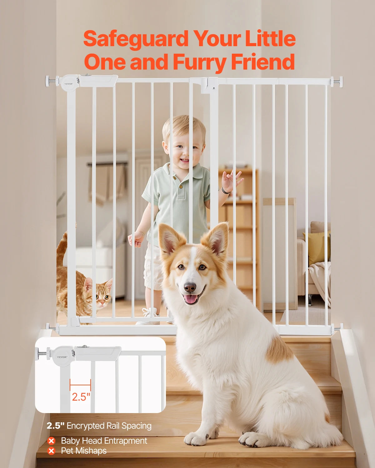 SucceBuy Pressure Mount Baby Gate With Easy Step Walk Thru