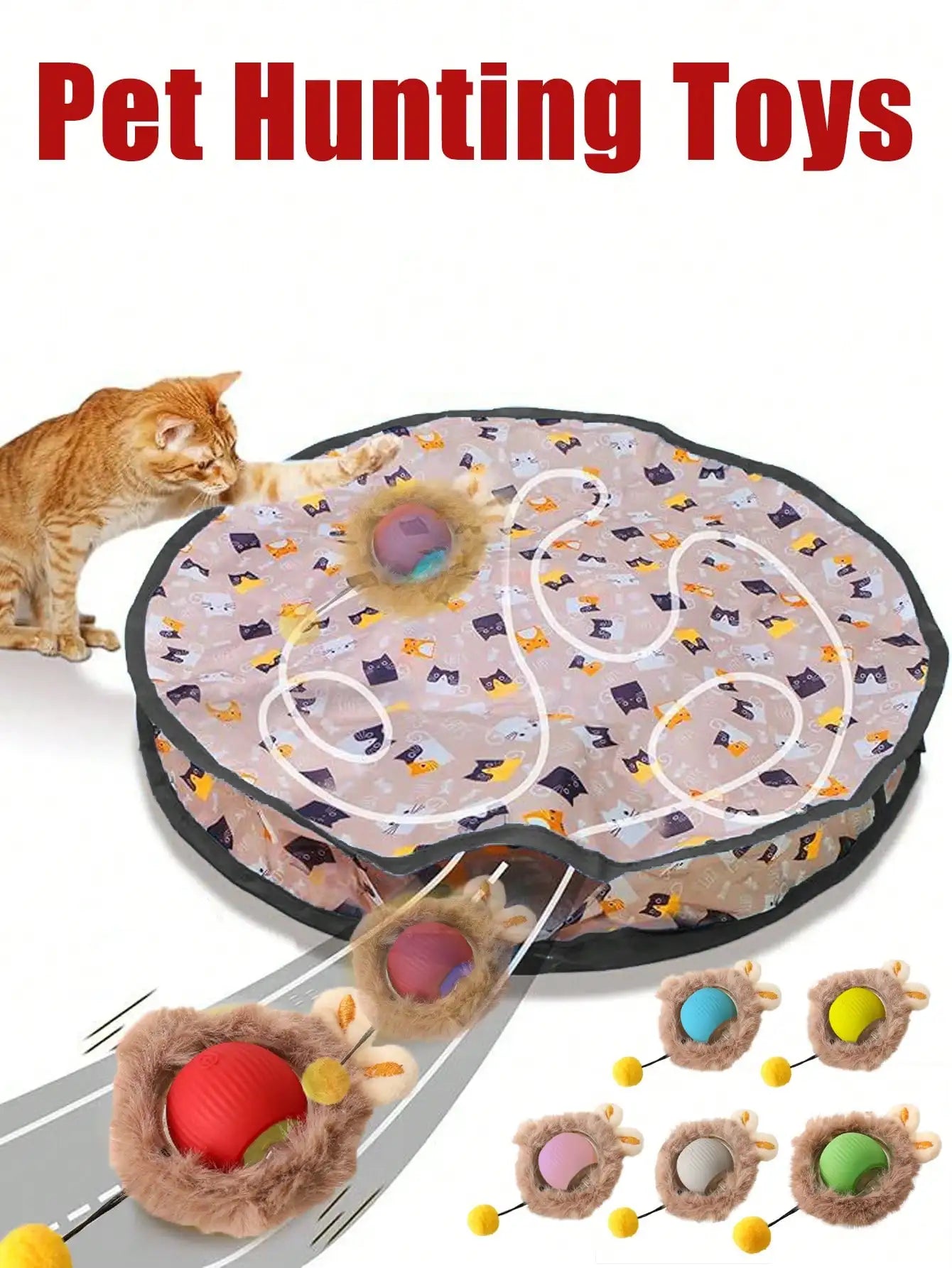 Cat Hunting Toy Set With Lighting Ball USB Rechargeable