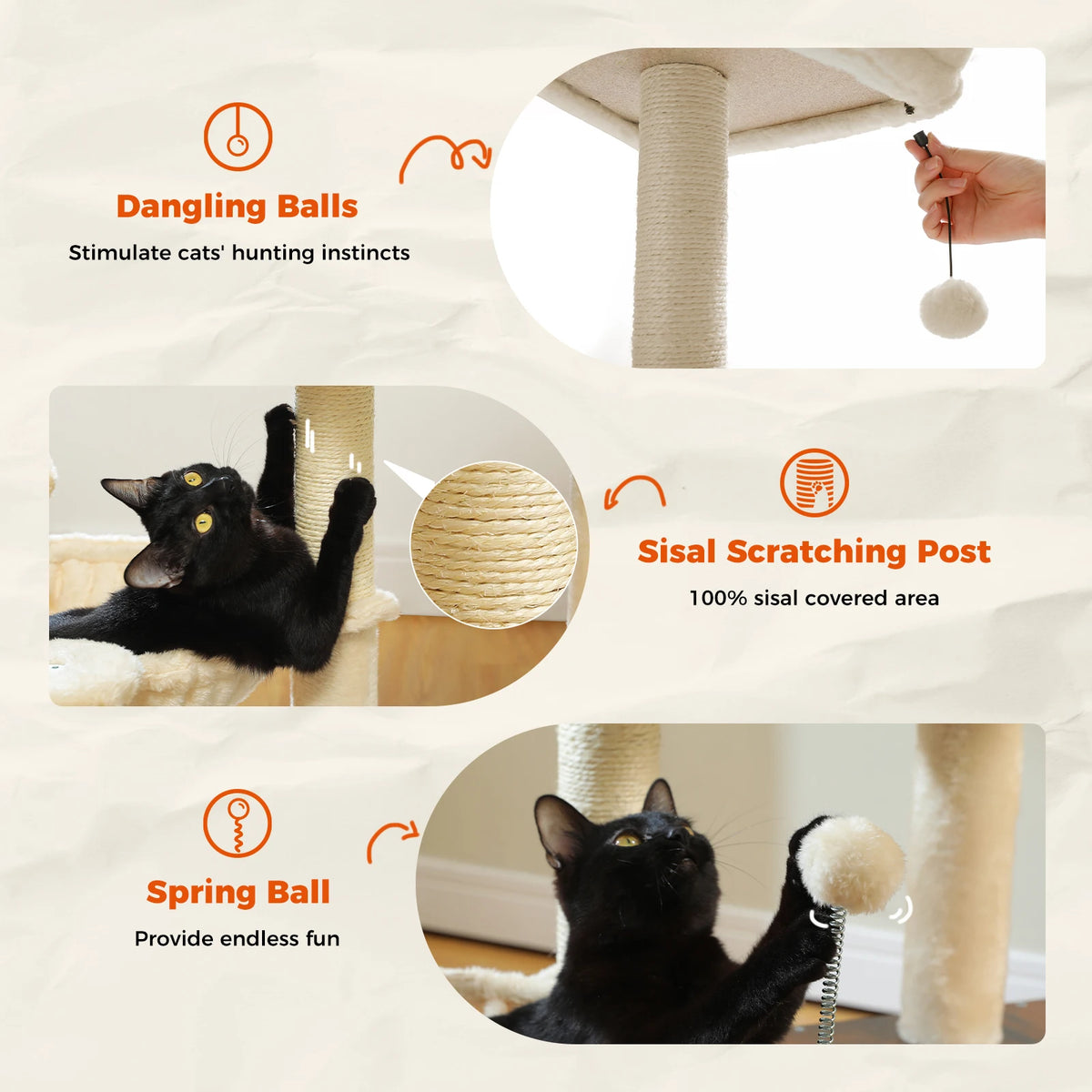 Pawz Road Multi Tier Wooden Cat Tree With Sisal Scratcher