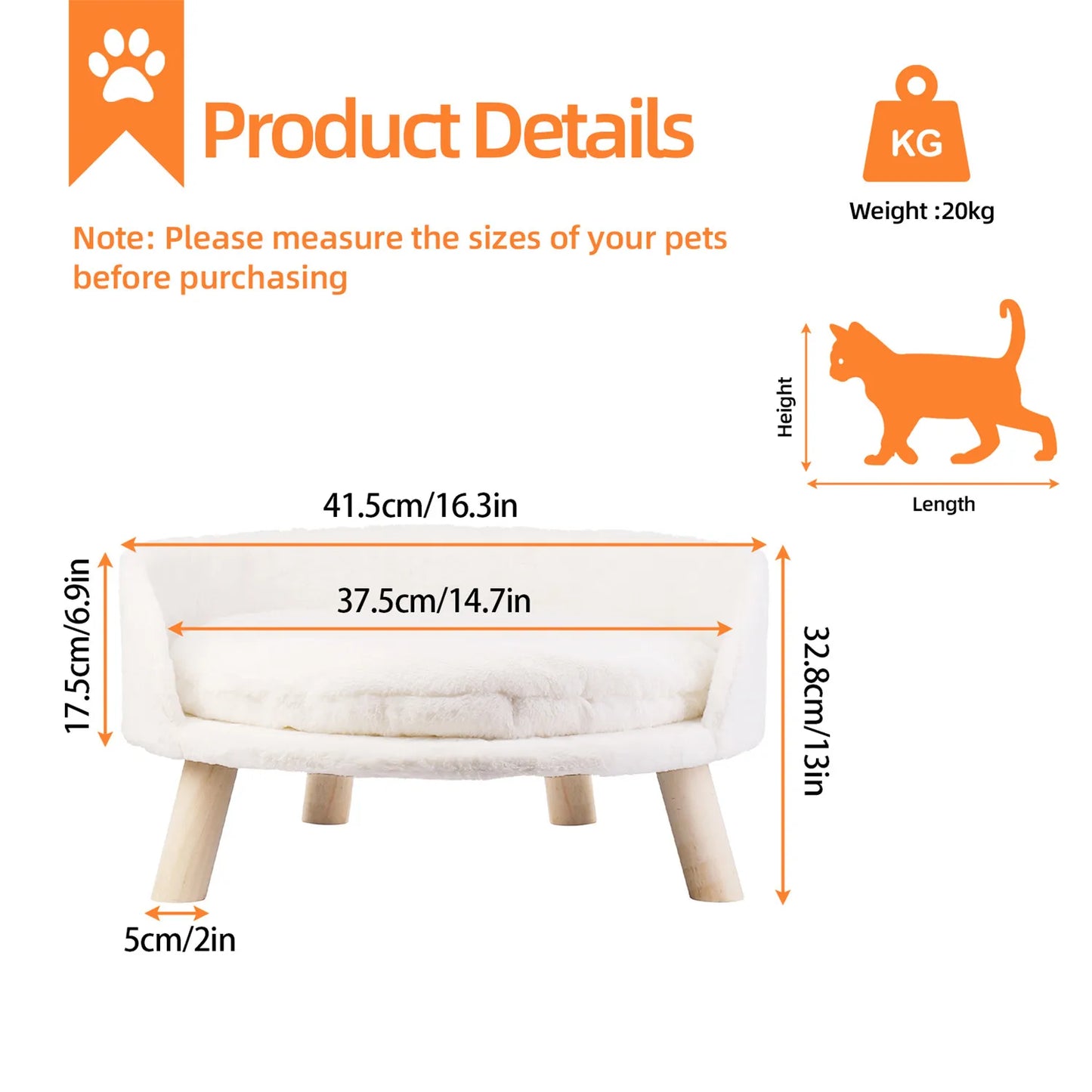 Bingopaw Pet Sofa Bed Raised Cat Chair Small Dog Couch