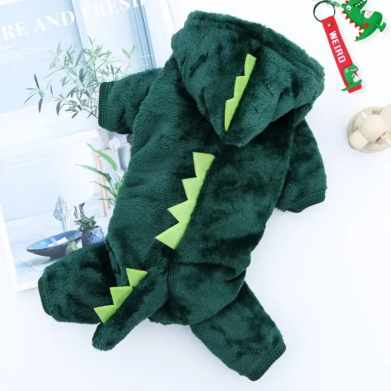 Wangmeow Dinosaur Fleece Dog Jumpsuit Warm Winter Pet Coat Jacket