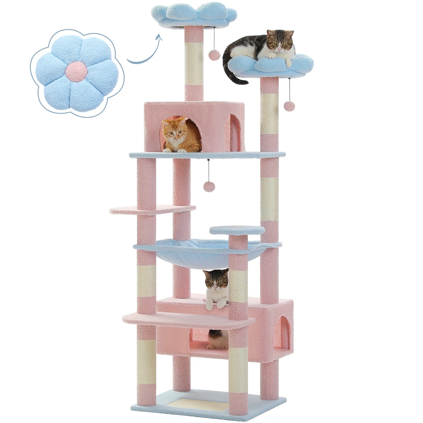 PEQULTI Multi Level Cat Tree Tower With Scratching Posts Condo