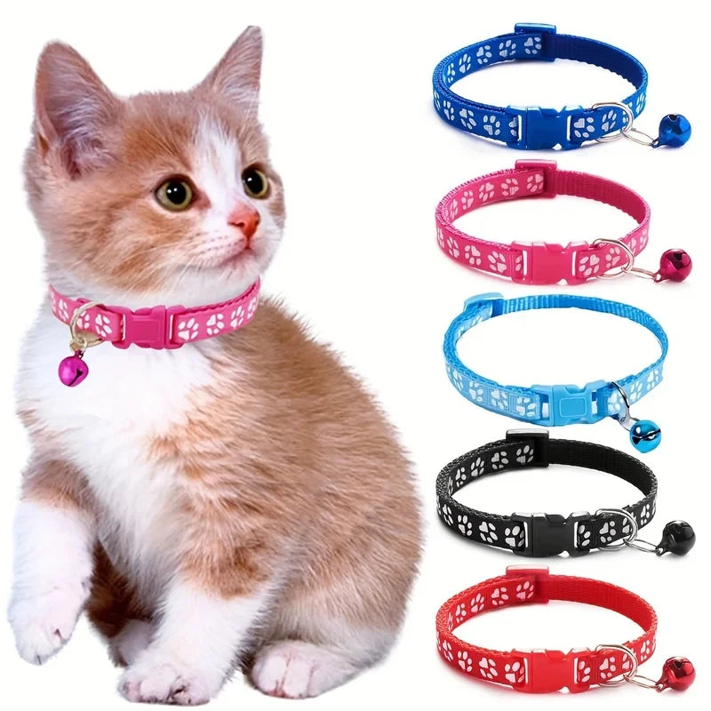 Adjustable Cat Collar With Bell And Ribbon For Pets