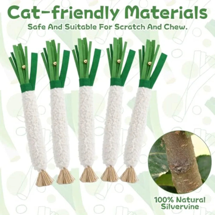 Wood Knotweed Felt Chew Sticks For Cat Dental Care 5 Pack