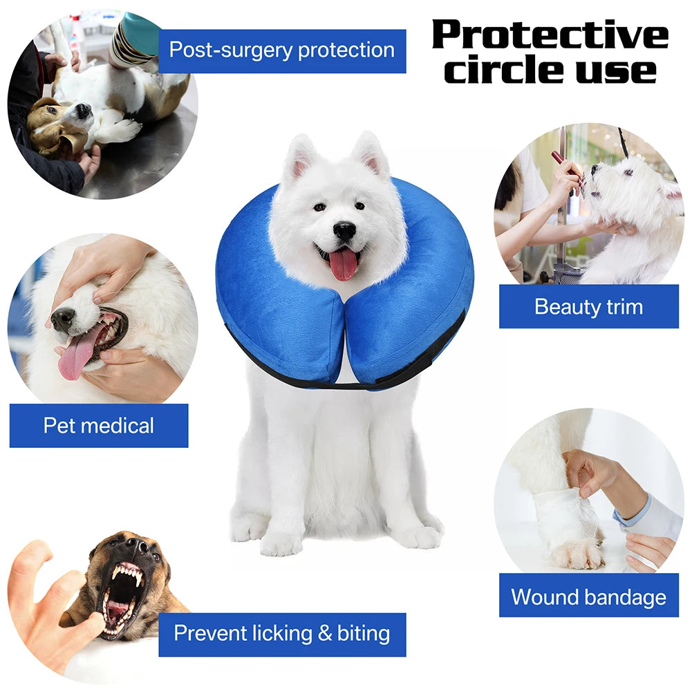 Inflatable Postoperative Pet Recovery Collar for Dogs and Cats
