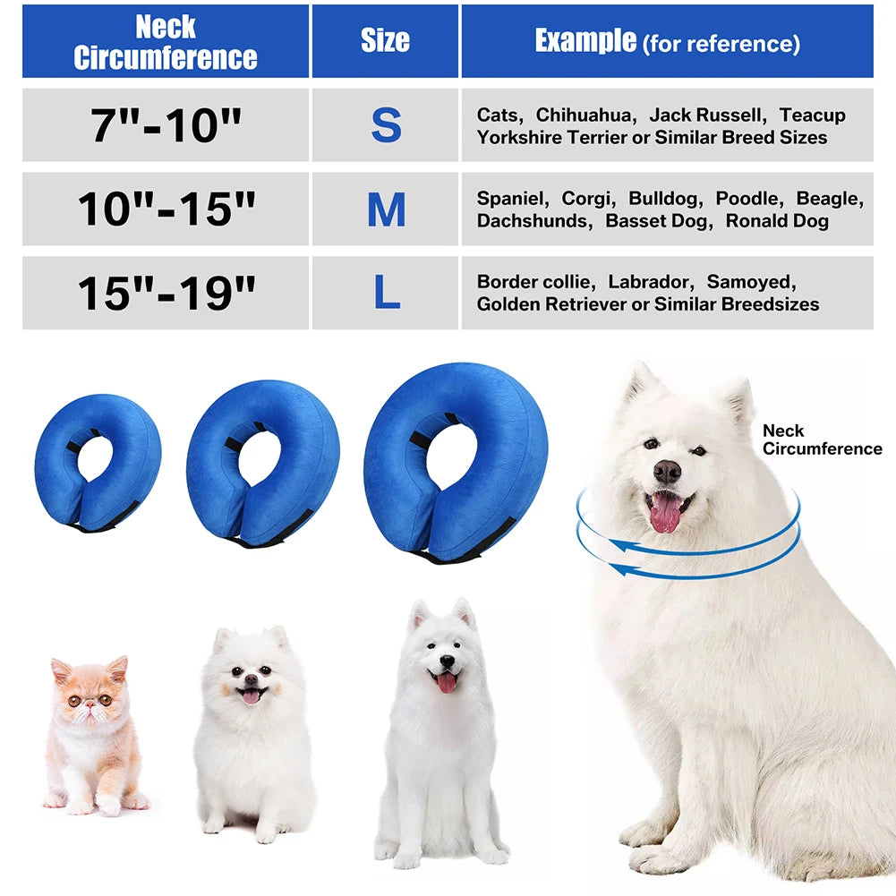 Inflatable Postoperative Pet Recovery Collar for Dogs and Cats