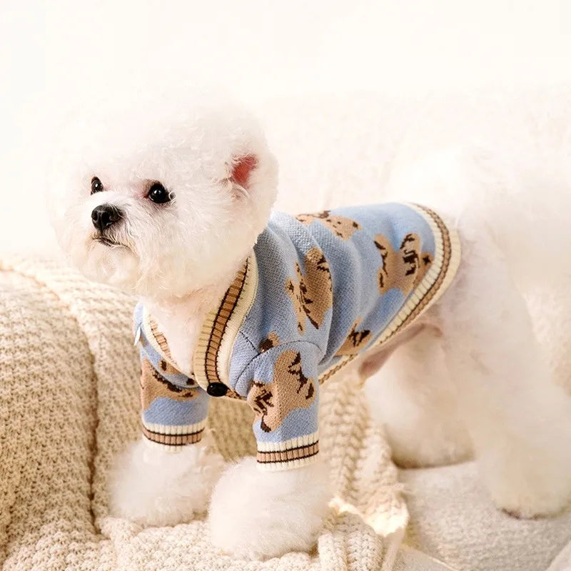 Doggyzstyle Striped Cotton Cardigan Sweater For Dogs And Cats