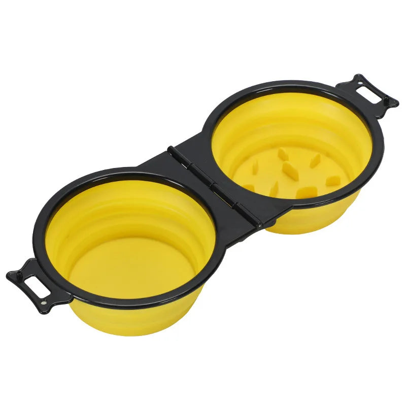 Zhuoji 2-in-1 Foldable Dual Pet Bowl For Dogs And Cats