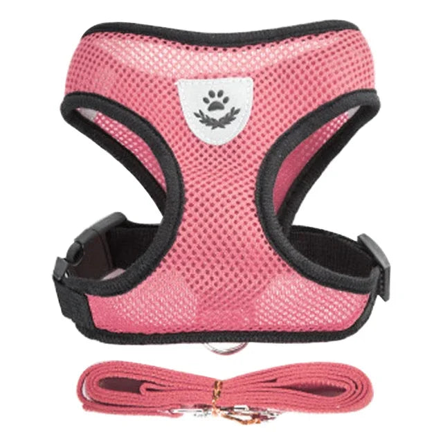 Cat Harness Vest With Leash Adjustable Polyester Mesh Dog Harness
